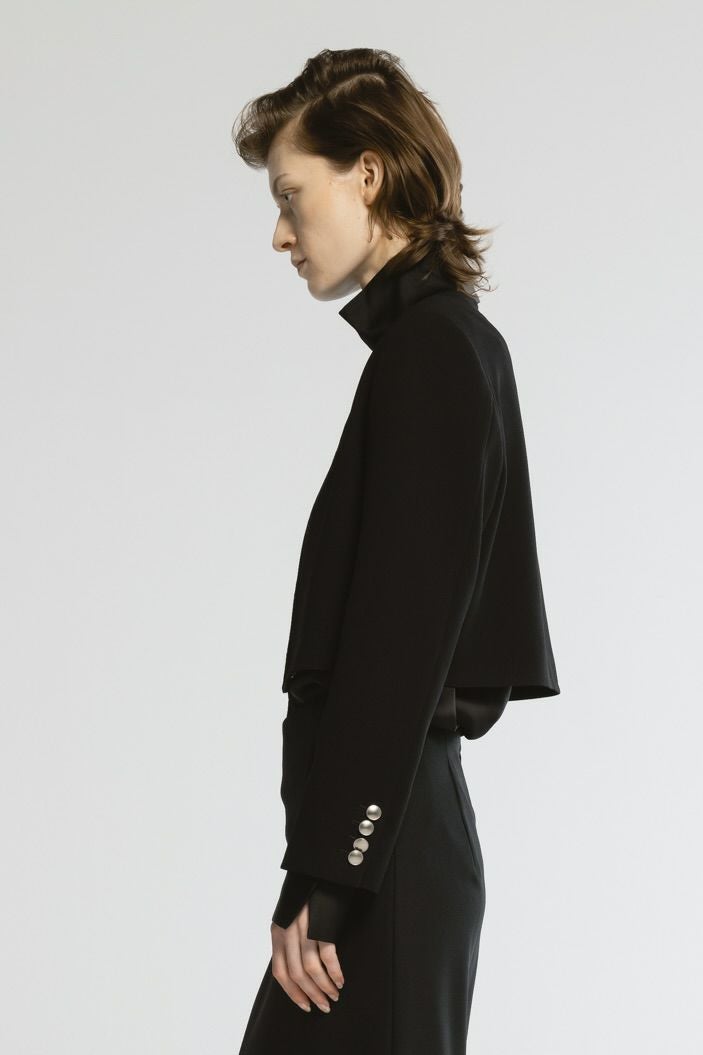 ボンディングノーカラーショートジャケット[BLACK] | CINOH