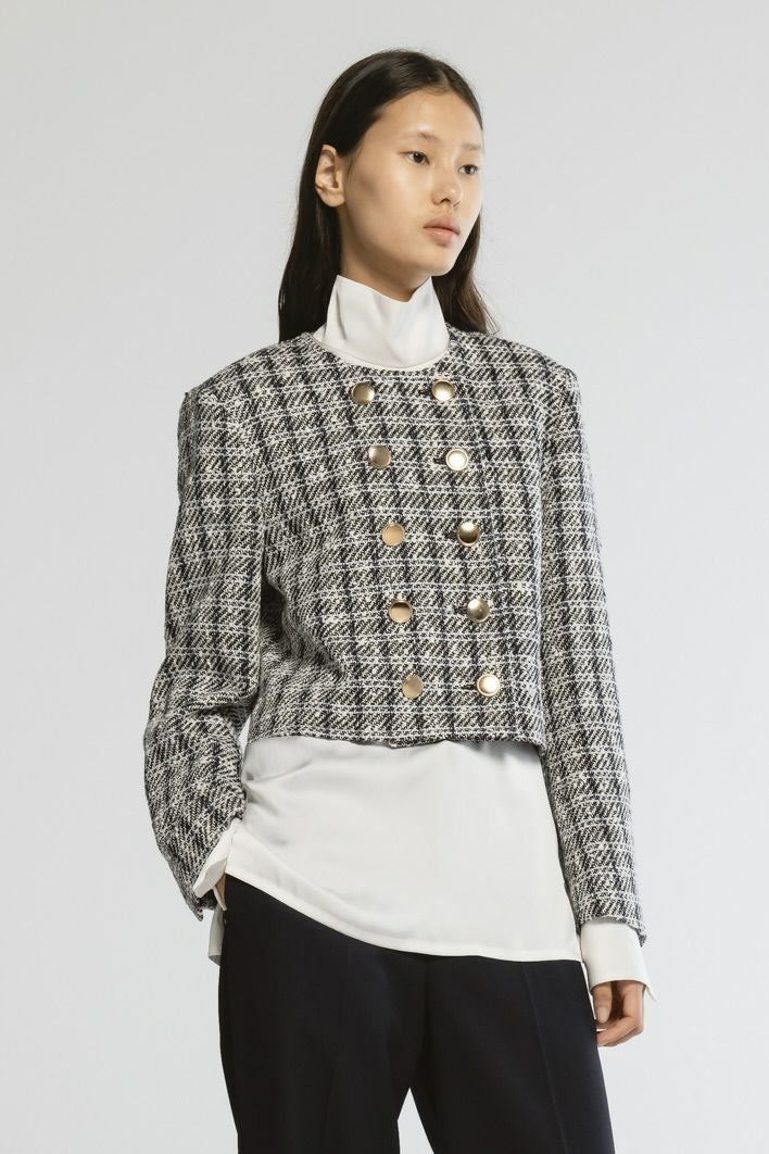 ツイードノーカラーショートジャケット | CINOH