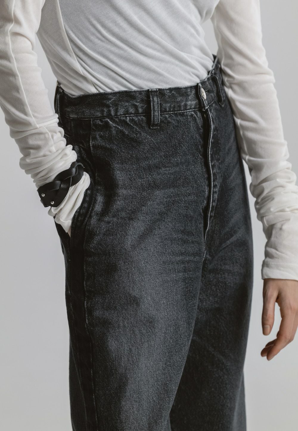 サイドシームフレアデニムパンツ[BLACK] | CINOH