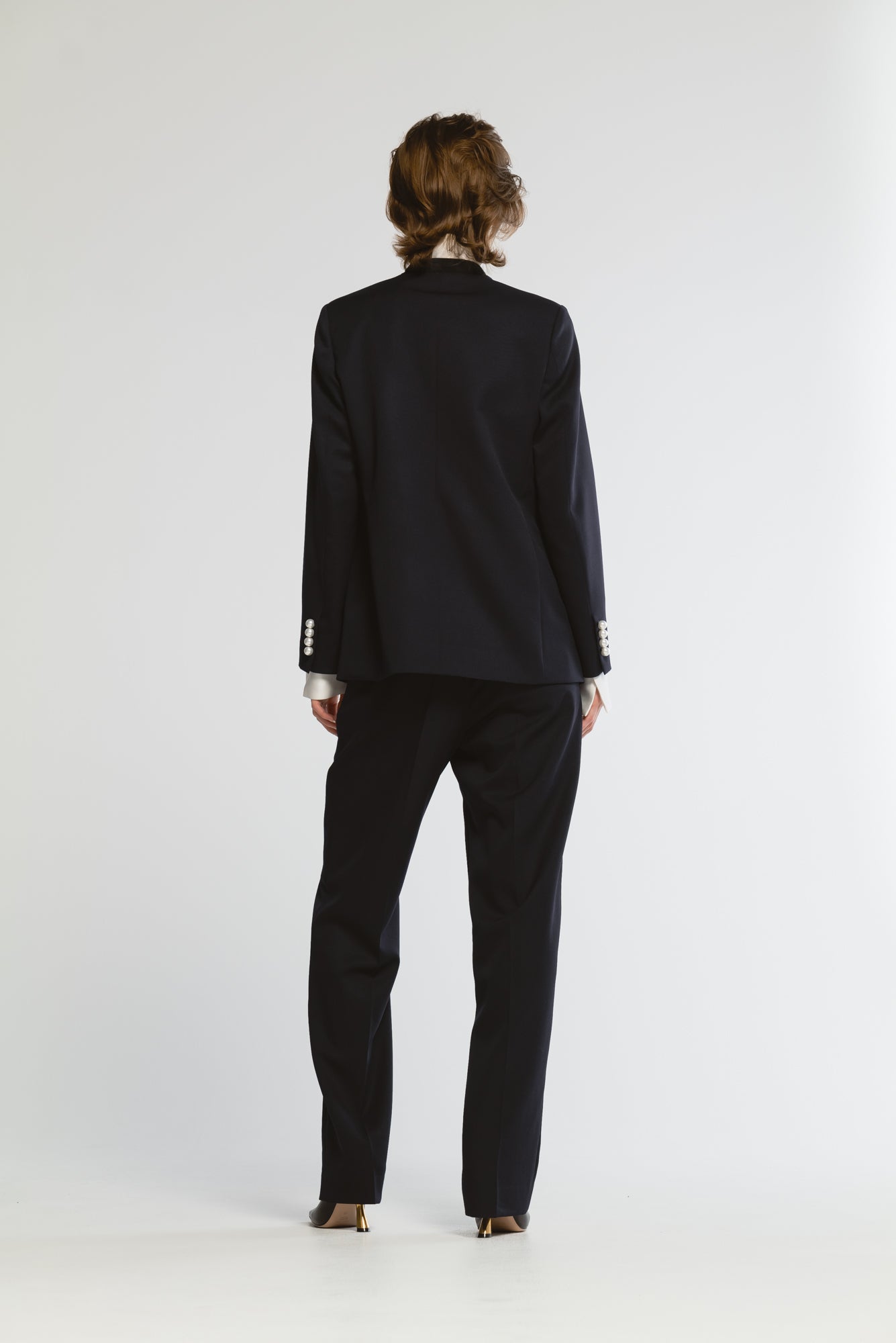 WOOL NO COLLAR JACKET | CINOH