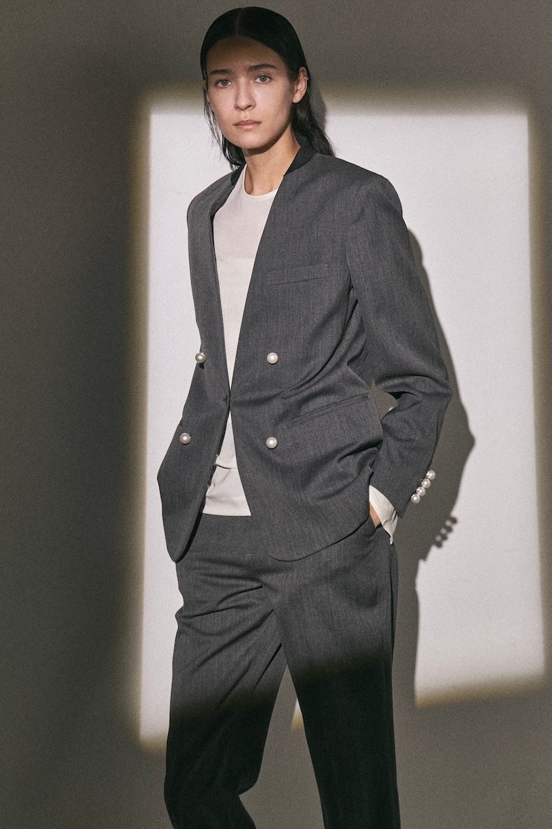 WOOL NO COLLAR JACKET | CINOH