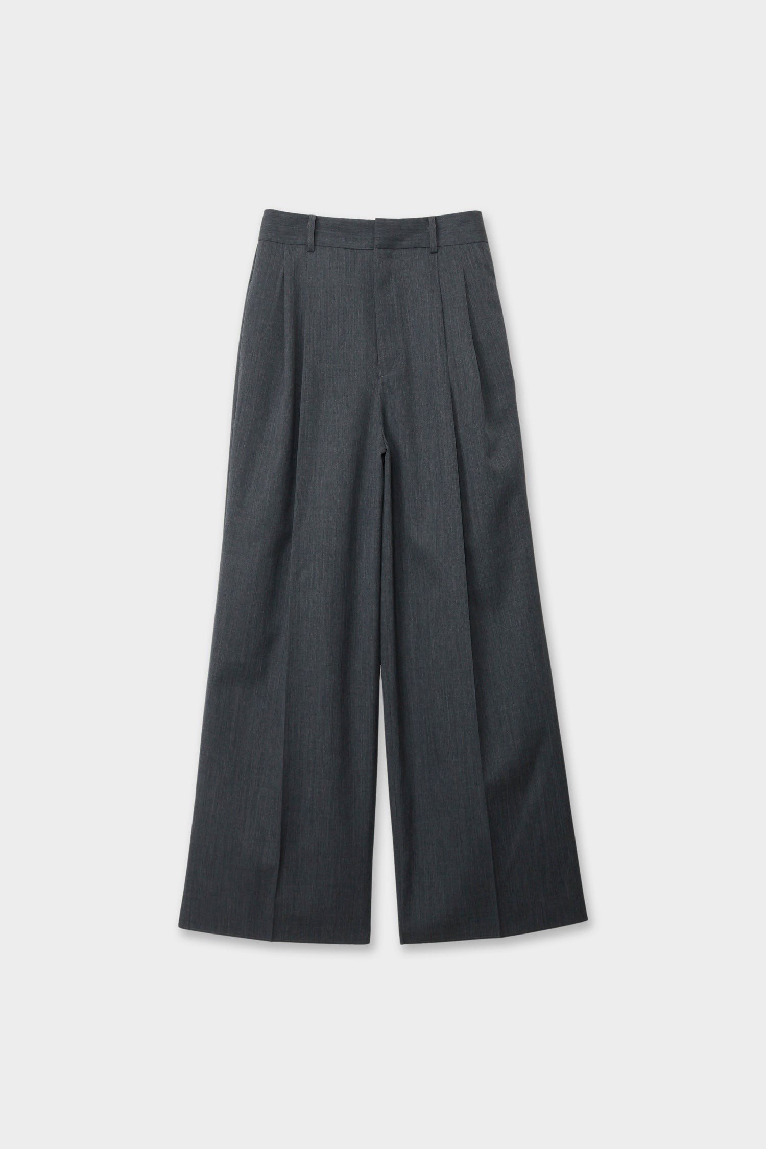 のっち　黒38 WOOL 2-TUCK WIDE PANTS | CINOH