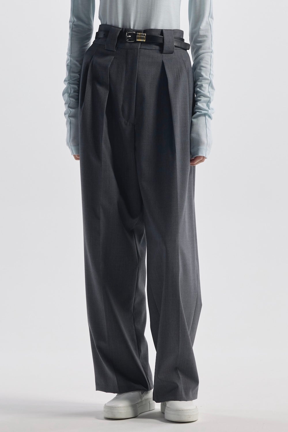 TWILL / 2-TUCK HIGH-WAIST PANTS | CINOH