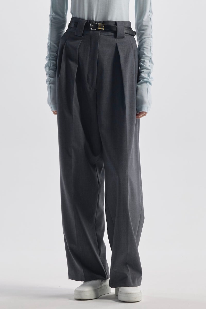TWILL / 2-TUCK HIGH-WAIST PANTS | CINOH