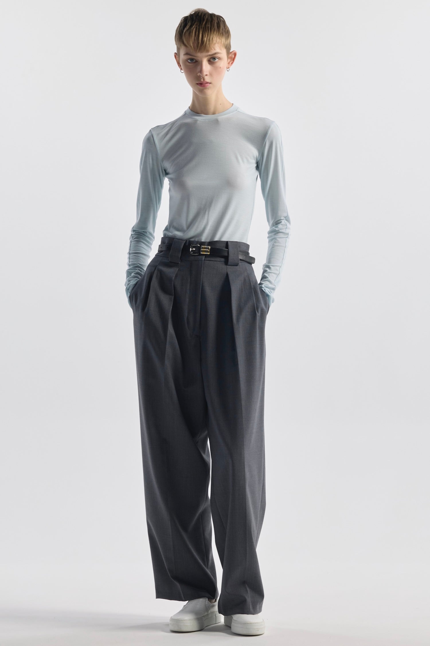 TWILL / 2-TUCK HIGH-WAIST PANTS | CINOH