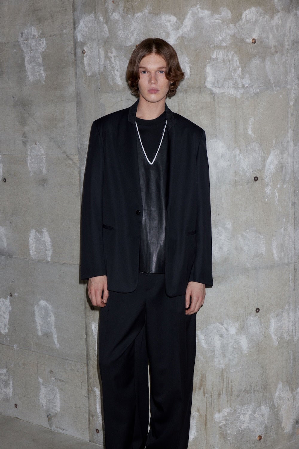 WOOL NO COLLAR JACKET | CINOH