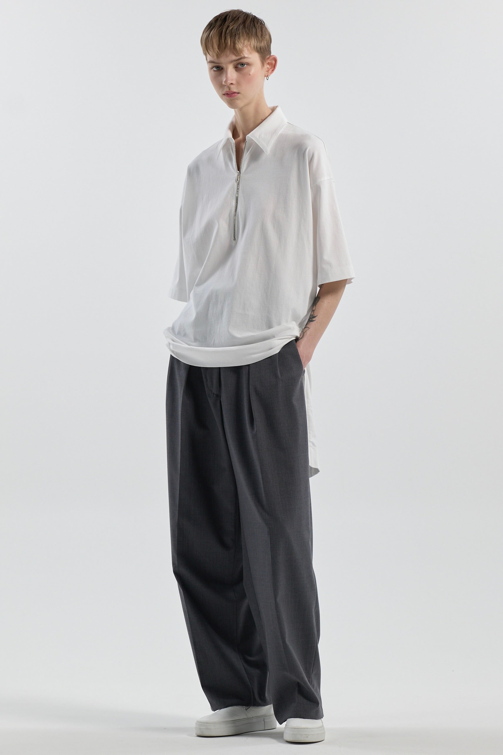 SUVIN COTTON / HALF-ZIP TOP | CINOH
